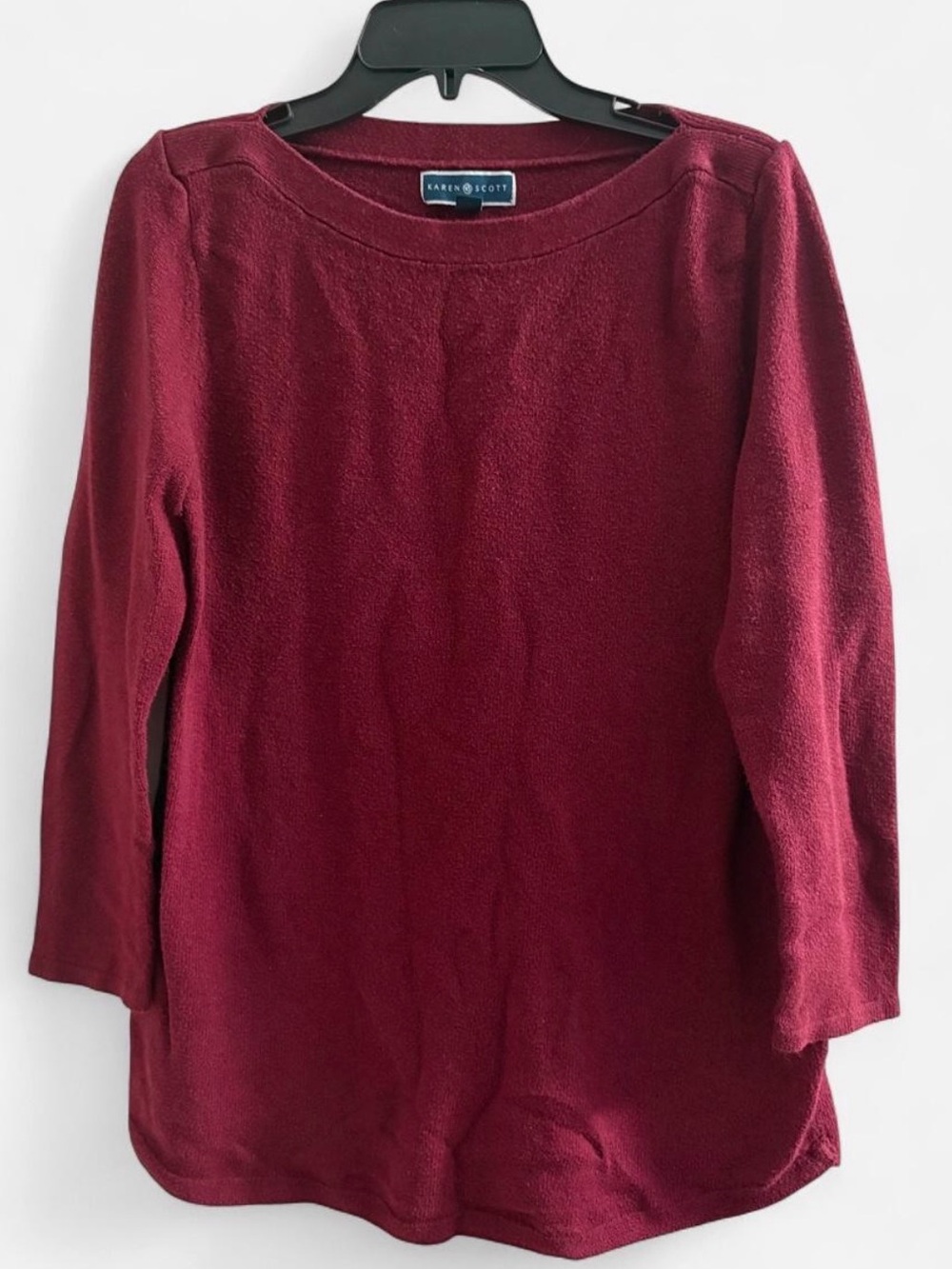 Karen Scott Scoop Neck Sweater - Burgundy Wine